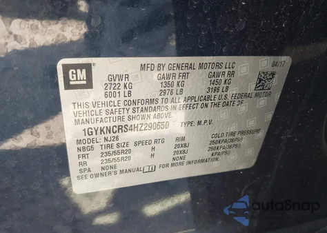 2017 Cadillac Xt5 Premium Luxury из США, поврежденный, VIN 1GYKNCRS4HZ290650